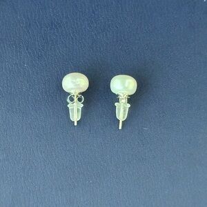 Natural Pearl Stud Earrings with Sterling Silver Posts